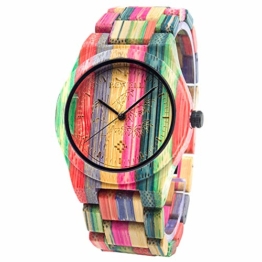 BEWELL Herren Uhr Holz Analog Japanisches Quarzwerk mit Bambus Armband Rund Holzuhr Männer (Mehrfarbig 1) - 1