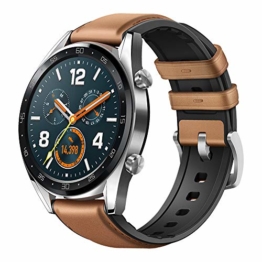 Huawei Watch GT Classic Smartwatch (46 mm Amoled Touchscreen, GPS, Fitness Tracker, Herzfrequenzmessung, 5 ATM wasserdicht) Saddle/braun - 1