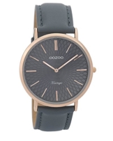 Oozoo Vintage Damenuhr Lederband 40 MM Rose/Blaugrau/Blaugrau C9338 - 1