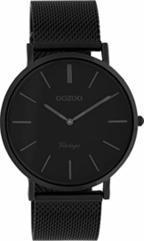 Oozoo Vintage Damenuhr mit massivem grobmaschigem Edelstahl Milanaise Metallband 40 MM Schwarz/Schwarz C9933 - 1