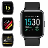 Smartwatch, Fitness Armband Tracker Voller Touchscreen 5ATM Wasserdicht Smart Watch Intelligente Aktivitäts Uhr Sportuhr, Damen Herren Pulsmesser Schlafmonitor SMS Beachten Armbanduhr für Android iOS - 1