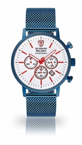 DETOMASO Milano XL Herren-Armbanduhr Chronograph Analog Quarz Edelstahlgehäuse - Jetzt mit 5 Jahre Herstellergarantie (Milanaise Blau - Weiß) - 1