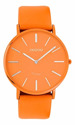 Oozoo Vintage Damenuhr Colors of The Summer mit Lederband Flach 40 MM Orange C9886 - 1