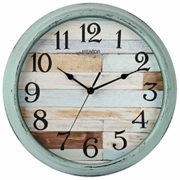 HYLANDA rustikale Wanduhr, batteriebetrieben, 30,5 cm lange Uhr, leise, nicht tickende Uhr, dekorativ für Küche, Zuhause, Wohnzimmer, Bauernhaus, Schlafzimmer - 1