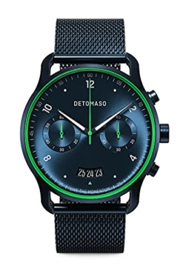 DETOMASO SORPASSO Limited Edition Velocita Blau Grün Herren-Armbanduhr Analog Quarz Mesh Milanese - 1