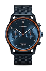 DETOMASO SORPASSO Velocita Blue Orange Herren-Armbanduhr Analog Quarz Mesh Milanese Blau Brushed - 1