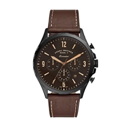 FOSSIL Herrenuhr Forrester Chrono, 46mm Gehäusegröße, Chronographenwerk, Lederarmband - 1