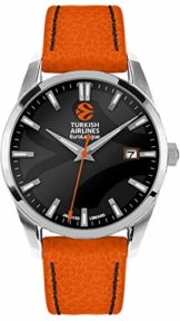JACQUES LEMANS Herren Armbanduhr massiv Edelstahl 1 Uhr, orange/schwarz, 44 - 1