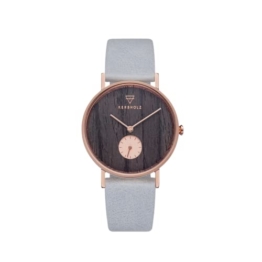 KERBHOLZ - Holzuhr Damen - Frida - leichte analoge Quartz Damenuhr mit Ziffernblatt aus Holz - Armbanduhr mit echtem Lederarmband - kleine Uhr für Frauen aus Naturholz, Ø 35mm - 1