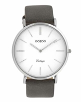 Oozoo Vintage Damenuhr mit Lederband Flach 40 MM Weiß/Grau C20075 - 1