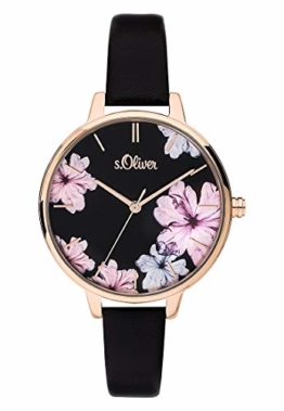 s.Oliver Damen Analog Quarz Uhr mit Leder Armband SO-3779-LQ - 1
